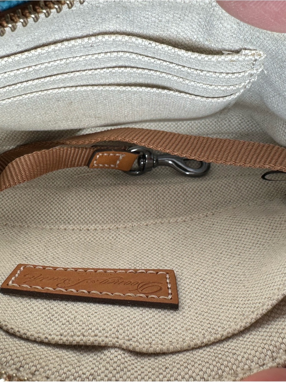 Dooney & Bourke Hydrangea Basketweave Crossbody Pouchette in Sky Blue. K0892215 - Picture 8 of 10